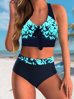 Damen Lässig Geblümt Sommer Polyester Print Normal Bügellos Regelmäßig Urlaub Bikini-Set