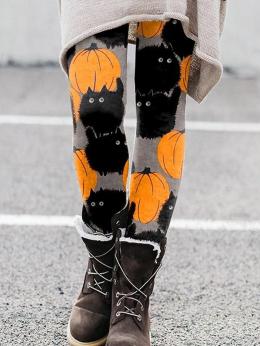 Damen Lässig Herbst Halloween Hohe Elastizität Täglich Fest Lang Legging H-Linie Leggings