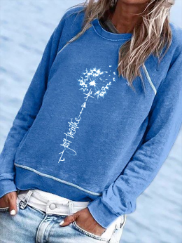 Damen Lässig Herbst Löwenzahn Täglich Standard Langarm Rundhals Regelmäßig Regelmäßig Sweatshirts