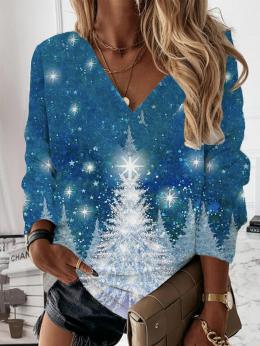 Damen Lässig Herbst Weihnachten Schwer Täglich Weit Langarm Regelmäßig H-Linie Sweatshirts