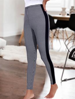 Damen Lässig Kariert Herbst Normal Zuhause Jersey Knöchelhose Standard Legging Leggings