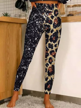 Damen Lässig Leopard Frühling Normal Fest Jersey Lang Legging Regelmäßig Leggings