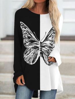 Damen Lässig Schmetterling Frühling Täglich Jersey Bestseller Rundhals Regelmäßig Regelmäßig T-Shirt