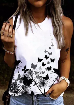 Damen Lässig Sommer Schmetterling Polyester Normal Leicht Mikroelastizität Täglich H-Linie Shirts