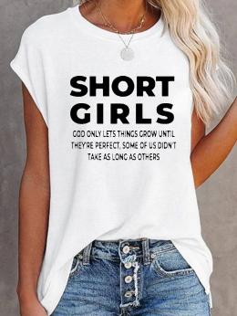 Damen Lässig Sommer Textbriefe Mikroelastizität Täglich Jersey Flügelärmel Mittellang Regelmäßig T-Shirts