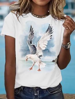 Damen Lässig Tier Sommer Print Mikroelastizität Weit Rundhals Regelmäßig Regelmäßig T-Shirts