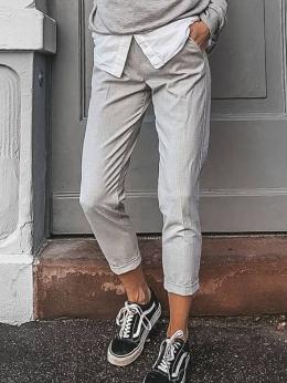 Damen Lässig Unifarben Alle Jahreszeiten Keine Elastizität Regelmäßige Passform Knöchelhose Gerade Hosen H-Linie Regelmäßig Hose