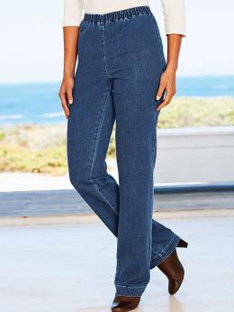 Damen Lässig Unifarben Alle Jahreszeiten Mikroelastizität Standard Denim H-Linie Regelmäßig Waschvorgang Jeans