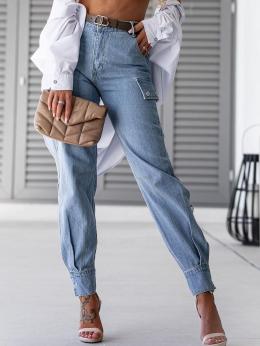 Damen Lässig Unifarben Alle Jahreszeiten Normal Täglich Weit Bestseller H-Linie Waschvorgang Jeans
