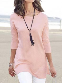 Damen Lässig Unifarben Frühling Mikro-Elastizität Täglich Weit Standard 3/4 Ärmel Regelmäßig T-Bluse