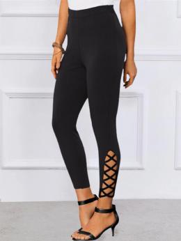 Damen Lässig Unifarben Frühling Normal Mikroelastizität Schnürung Standard H-Linie Regelmäßig Leggings