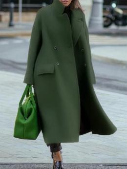 Damen Lässig Unifarben Herbst Normal Schwer Täglich Standard Wolle H-Linie Mantel