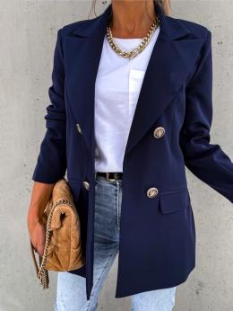 Damen Lässig Unifarben Herbst Polyester Täglich Weit Standard Revers Ausschnitt X-Linie Blazer