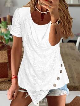 Damen Lässig Unifarben Sommer Polyester Spitze Normal Heiße Liste Regelmäßig Regelmäßig Shirts