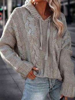 Damen Lässig Unifarben Winter Acryl Normal Täglich Weit Standard H-Linie Pullover