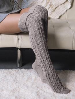 Damen Lässig Unifarben Winter Baumwolle Zuhause Geflochten Standard Overknee-Socken Regelmäßig Socken