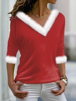 Damen Lässig Unifarben Winter Feder-Beschnitten Urlaub Jersey Asymmetrisch H-Linie Regelmäßig T-Bluse