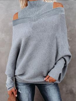 Damen Lässig Unifarben Winter Gestrickt Mikro-Elastizität Weit H-Linie Regelmäßig Halber Rollkragen Pullover