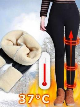Damen Lässig Unifarben Winter Hohe Elastizität Regelmäßige Passform Jersey Gummiband Wärme Bestseller Leggings