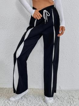 Damen Lässig Unifarben Winter Mikro-Elastizität Täglich Jersey Standard Hose mit Weitem Bein Lang Jogginghose