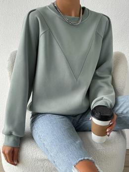 Damen Lässig Unifarben Winter Mikro-Elastizität Weit Standard Rundhals Regelmäßig Regelmäßig Sweatshirts