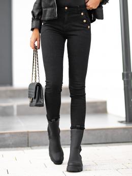 Damen Lässig Unifarben Winter Normal Mikro-Elastizität Täglich Regelmäßige Passform Lang H-Linie Jeans