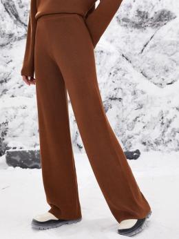 Damen Lässig Unifarben Winter Normal Täglich Hose mit Weitem Bein Baumwolle-Gemisch H-Linie Regelmäßig Freizeithose