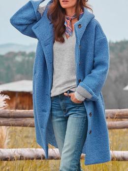 Damen Lässig Unifarben Winter Normal Täglich Weit Standard Langarm Mittellang Mantel