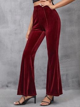 Damen Lässig Unifarben Winter Samt Schwer Täglich Standard Glocke-Unterhose Mittlere Elastizität Freizeithose