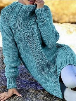 Damen Lässig Unifarben Winter Schwer Keine Elastizität Täglich Weit Standard Langarm Pullover