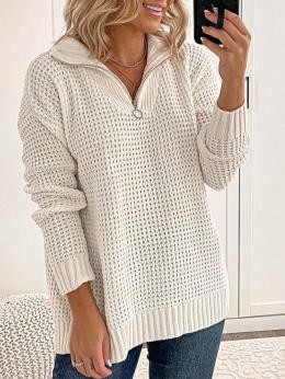 Damen Lässig Unifarben Winter Schwer Täglich Weit Standard Schalkragen H-Linie Pullover
