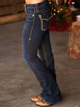 Damen Lässig Weihnachten Winter Normal Mikro-Elastizität Täglich Weit Lang Regelmäßig Jeans