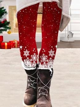 Damen Lässig Winter Schneeflocke Mikro-Elastizität Regelmäßige Passform Bestseller Lang Legging H-Linie Leggings