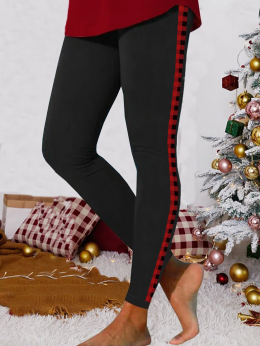 Damen Lässig Winter Weihnachten Polyester Hohe Elastizität Weihnachten Lang Legging H-Linie Leggings