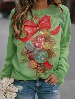 Damen Lässig Winter Weihnachten Täglich Weit Jersey Langarm H-Linie Regelmäßig Sweatshirts