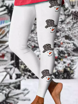 Damen Lässig Winter Weihnachten Urlaub Jersey Weihnachten Legging H-Linie Regelmäßig Leggings