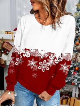 Damen Lässig Winter Weihnachten Weit Jersey Weihnachten Regelmäßig H-Linie Regelmäßig Sweatshirts