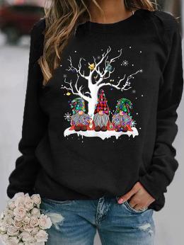 Damen Lässig Winter Weihnachtsmann Mikro-Elastizität Täglich Weit Langarm Rundhals Regelmäßig Sweatshirts