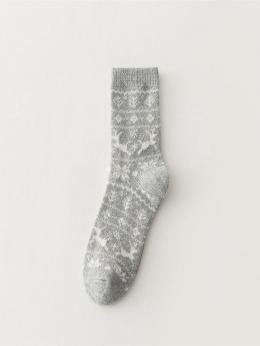 Damen Retro Schneeflocke Alle Jahreszeiten Baumwolle Täglich Geflochten Neujahr Über den Wadensocken Regelmäßig Socken