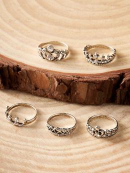 Damen Retro Unifarben Alle Jahreszeiten Geprägt Urlaub Metall Retro Stil Ring Set Ringe