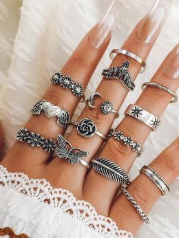 Damen Schmetterling Alle Jahreszeiten Urlaub betrübt Täglich Metall Standard Ring Set Ringe