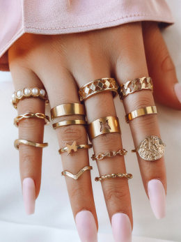 Damen Unifarben Alle Jahreszeiten Urban Metall Täglich Metall Standard Ring Set Ringe