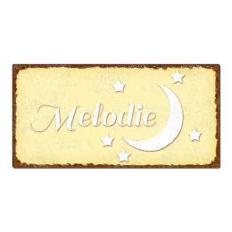 Dekoschild im Vintage Look mit Wunschtext 200 x 100mm pastellgelb/braun