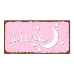 Dekoschild im Vintage Look mit Wunschtext 200 x 100mm pastellrosa/braun