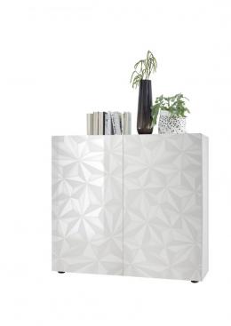 Design Highboard Hochglanz Prisma Weiß