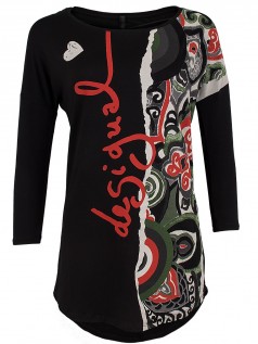 Desigual Damen Langarm Shirt Carme (S) (schwarz)