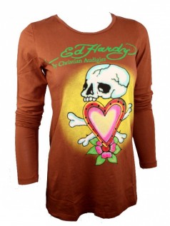 Ed Hardy Damen Langarm Shirt Skull&Love