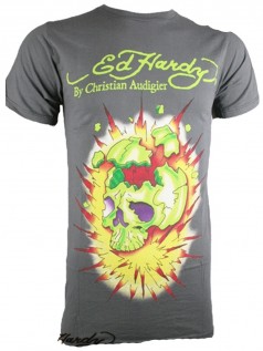 Ed Hardy Herren Shirt Exploding Skull