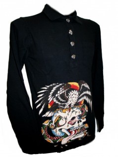 Ed Hardy Herren Strass Langarm Shirt Battle