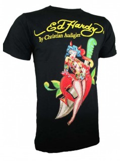 Ed Hardy Herren Strass Shirt Devil